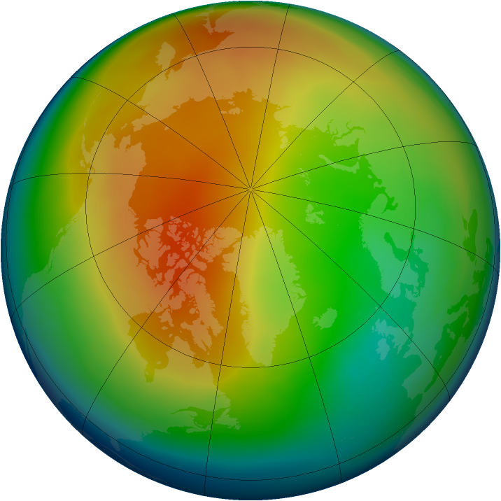 Arctic ozone map for January 2006